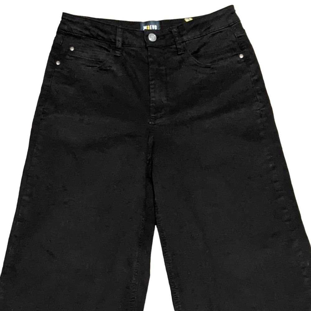 Maeve Anthropologie High waisted Wide-Leg Flare Pants black zip FLAW 28 - Picture 11 of 12